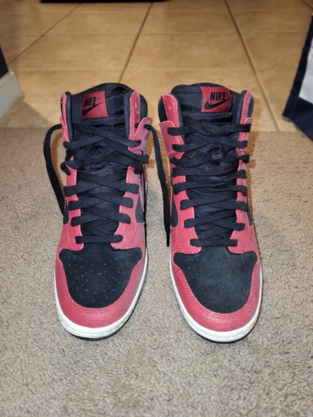 Nike Black and Red High-Top Hidden Wedge Sneakers